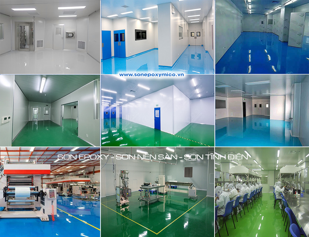 Sơn phủ epoxy tự san phẳng nền sàn phòng sạch xưởng sản xuất